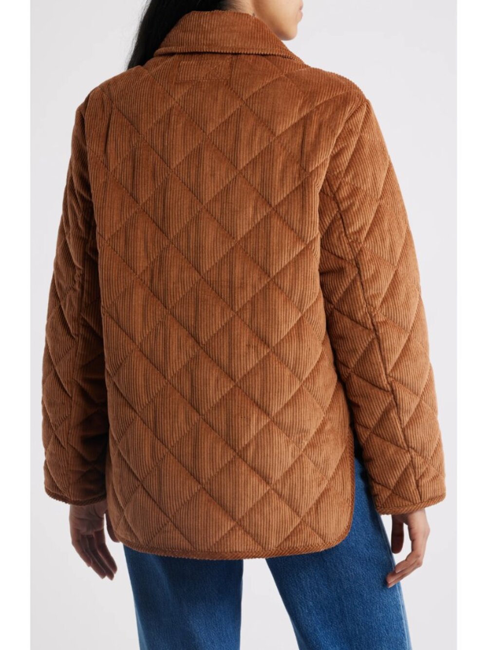 Bernardo Corduroy Quilted Jacket Cognac Barn Chore Coat Water Resistant NWT - Picture 2 of 6